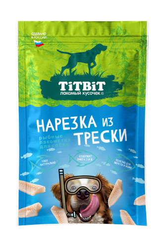 TiTBiT Нарезка из трески для собак 80г  фото, цены, купить