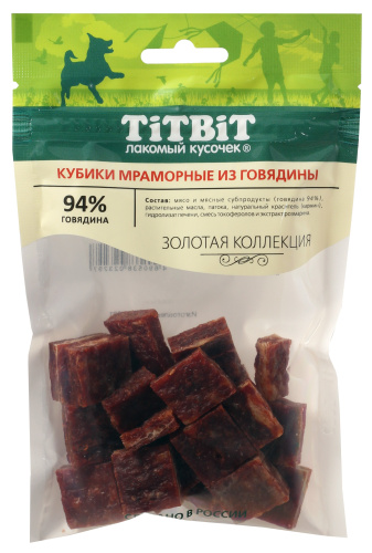 TiTBiT Золотая Коллекция Кубики мраморные из говядины 80 г  фото, цены, купить