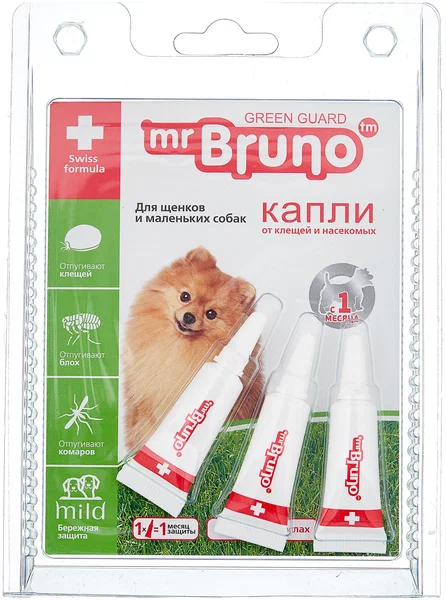 Mr.Bruno капли на холку для щенков и собак до 10кг (3 пипетки) фото, цены, купить