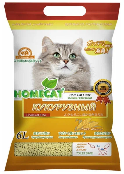 HOMECAT Эколайн древесный кукурузный Комкующийся Стандарт 6л  фото, цены, купить