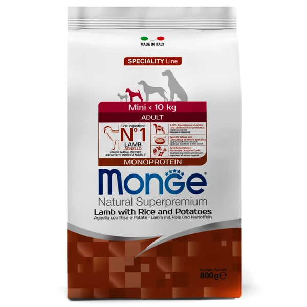Monge Speciality Line сухой для взрослых собак миниатюрных пород Ягнёнок/Рис 800г фото, цены, купить