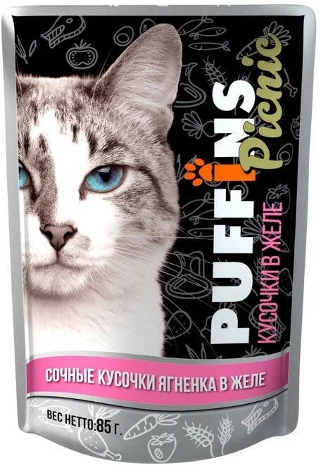 Puffins Picnic пауч 85г кусочки ягненка в желе для кошек фото, цены, купить