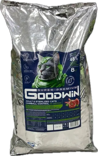 GOODWIN для стерил. кошек и кастр. котов, для вывода шерсти, с ягнёнком 8кг фото, цены, купить