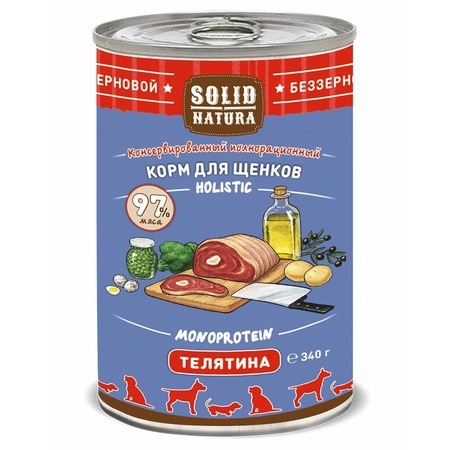 Solid Natura Holistic консервы для щенков с телятиной 340г фото, цены, купить