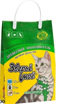 ЗВЕРЬЁ МОЁ наполнитель древесный мелкие гранулы, ландыш 10л/3кг фото, цены, купить