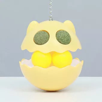 Неваляшка с перьями на пружине с кошачьей мятой 12,3*21см  фото, цены, купить