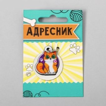 Адресник под гравировку, подвес акрил "Рыжий кот" 3*3см фото, цены, купить