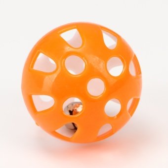 Шарик для кошек с бубенчиком "Луна" 3,8см оранжевый/белый фото, цены, купить