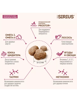SIRIUS Лосось и рис для взрослых кошек 400г фото, цены, купить