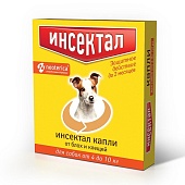 Капли Инсектал от клещей и насекомых, для собак от 4 до 10 кг, 0,8 мл фото, цены, купить