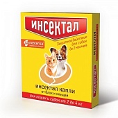 Капли Инсектал от клещей и насекомых, для кошек и собак от 2 до4 кг, 0,5 мл фото, цены, купить