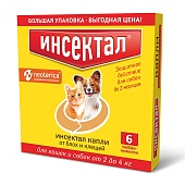 Капли Инсектал от блох и клещей, для кошек и собак 2-4кг (6 пипеток) фото, цены, купить