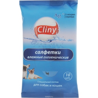 Влажные салфетки Cliny, антисептические с ионами серебра, 10 шт. фото, цены, купить