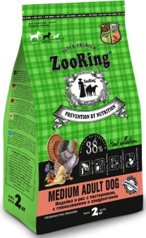 ZooRing Adult Dog Medium д/взрослых собак сред.пор. Индейка/Рис/Пастернак 2кг фото, цены, купить