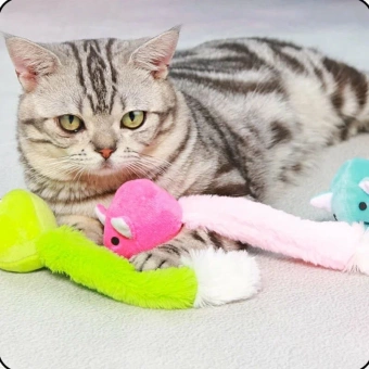 Мышь плюшевая с большим" Хрустящим" хвостом 22*5,5см  фото, цены, купить