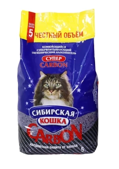 наполн.Сибирская Кошка "Super CARBON" 5л комкующийся фото, цены, купить
