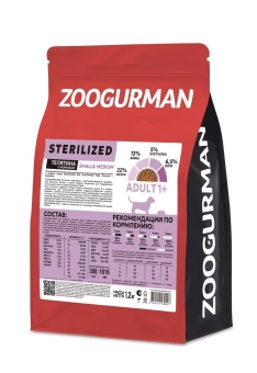 Zoogurman Red для взрослых стерилизованных собак мелких и средних пород с телятиной и морковью 1,2кг фото, цены, купить