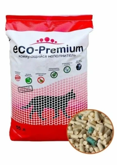 Наполнитель ECO Premium GREEN комкующийся 20кг -55л фото, цены, купить