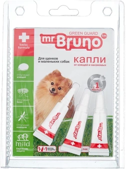 Mr.Bruno капли на холку для щенков и собак до 10кг (3 пипетки) фото, цены, купить
