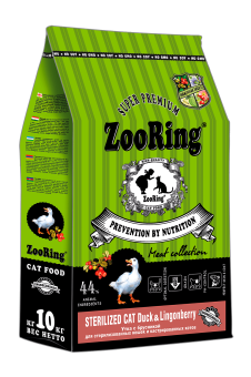 ZooRing Sterilized Cat Duck&Lingonberry, Утка с брусникой 10кг фото, цены, купить