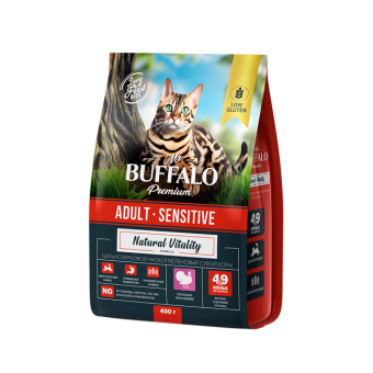 Mr.Buffalo ADULT SENSITIVE с индейкой для кошек с чувствительным пищеварением 400г фото, цены, купить