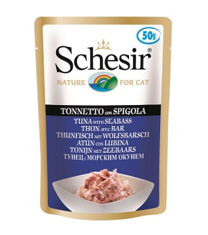SCHESIR пауч 50г с тунцом,морским окунем для кошек фото, цены, купить