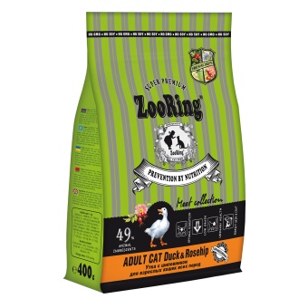 ZooRing Adult Cat Duck&Rosehip, Утка с шиповником 400г фото, цены, купить