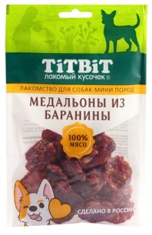 TiTBiT Медальоны из баранины для собак мини пород 100 г фото, цены, купить