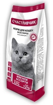 Счастливчик для кошек, мясное ассорти 400г  фото, цены, купить