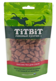 TiTBiT Золотая Коллекция Подушечки глазированные с начинкой из Индейки 100г фото, цены, купить