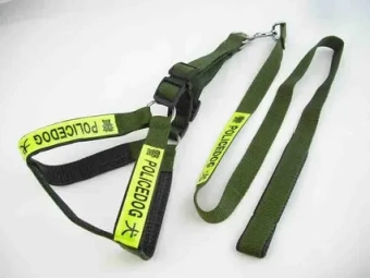 Комплект Зоомикс POLICE DOG поводок 2,5*120см + шлейка 2,5*62см армейский зелёный фото, цены, купить