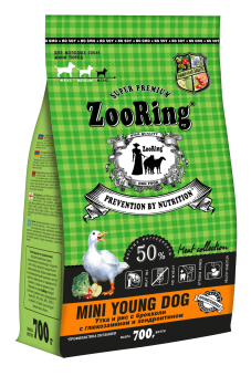 ZooRing Mini Young Dog утка, рис для молодых собак мини пород 700г фото, цены, купить