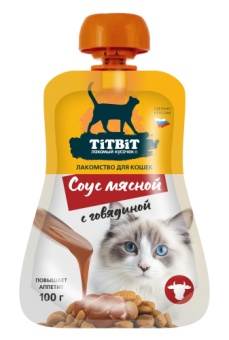 TiTBiT Соус мясной с говядиной лакомство для кошек 100 г фото, цены, купить