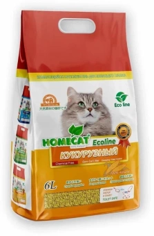 HOMECAT Эколайн древесный кукурузный Комкующийся Стандарт 6л  фото, цены, купить