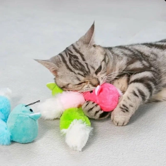 Мышь плюшевая с большим" Хрустящим" хвостом 22*5,5см  фото, цены, купить