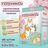 Пеленки 60*90см Toshiko впитывающие с ароматом Сакуры 30шт липкий слой фото, цены, купить