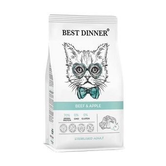 Best Dinner с говядиной и яблоком для кастрированых и стрелизованых кошек 400г фото, цены, купить