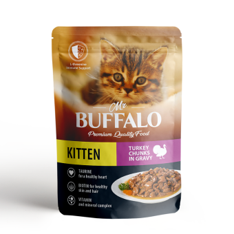 Mr.Buffalo пауч для котят в соусе Индейка на пару 85г фото, цены, купить