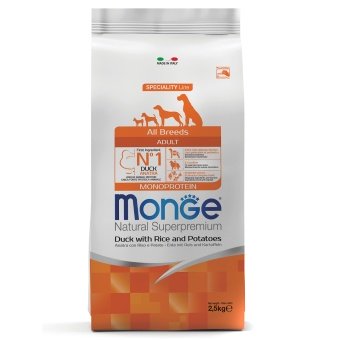Monge Speciality Line Monoprotein сухой для взрослых собак всех пород Утка/Рис 2,5кг фото, цены, купить