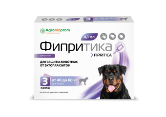 Фипритика капли на холку, для собак 40-60кг (3пип/2,7мл) фото, цены, купить