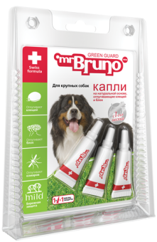 Mr.Bruno капли на холку для собак более 30кг (3 пипетки) фото, цены, купить