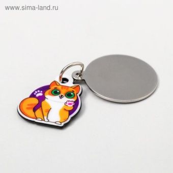 Адресник под гравировку, подвес акрил "Рыжий кот" 3*3см фото, цены, купить