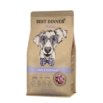 Best Dinner Holistic Sensible Hypoallergenic с телятиной, розмарином для всех пород собак 3кг фото, цены, купить