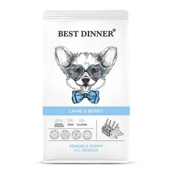 Best Dinner Sensible с ягненком и ягодами для собак и щенков 1,5 кг фото, цены, купить