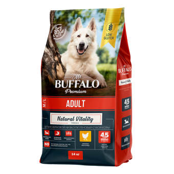 Mr.Buffalo ADULT M/L с курицей для собак средних и крупных пород 14 кг фото, цены, купить