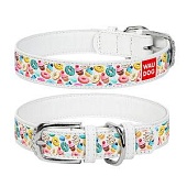  Collar WAUDOG 20мм 30-39см "Пончики"S  кожа ошейник для собак фото, цены, купить