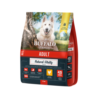 Mr.Buffalo ADULT M/L с курицей для собак средних и крупных пород  2 кг фото, цены, купить