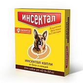 Капли Инсектал от клещей и насекомых, для собак 40-60 кг, 4,3 мл фото, цены, купить