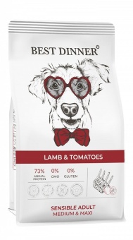 Best Dinner Sensible ягненком и томатами при аллергии для ср.и крупных пород собак 15 кг фото, цены, купить