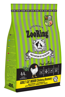 ZooRing Adult Cat Indoor Chicken&Rosemary Цыплёнок с розмарином 400г фото, цены, купить